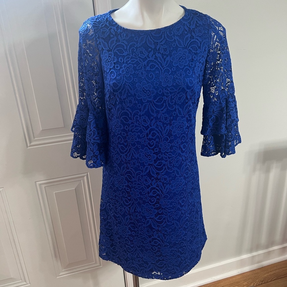 Perceptions Blue Lace Midi Dress